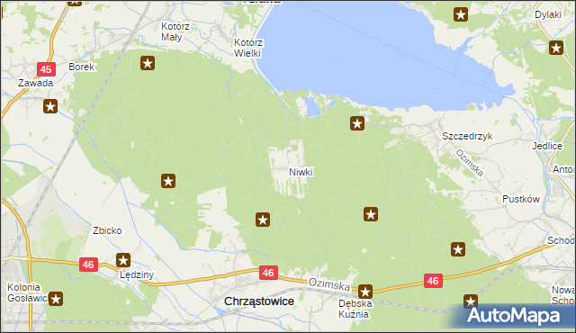 mapa Niwki gmina Chrząstowice, Niwki gmina Chrząstowice na mapie Targeo