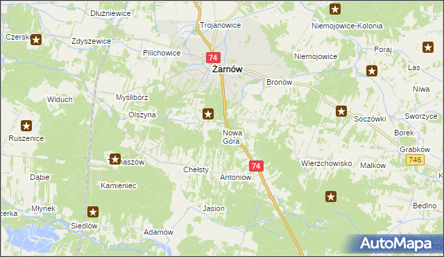mapa Nowa Góra gmina Żarnów, Nowa Góra gmina Żarnów na mapie Targeo