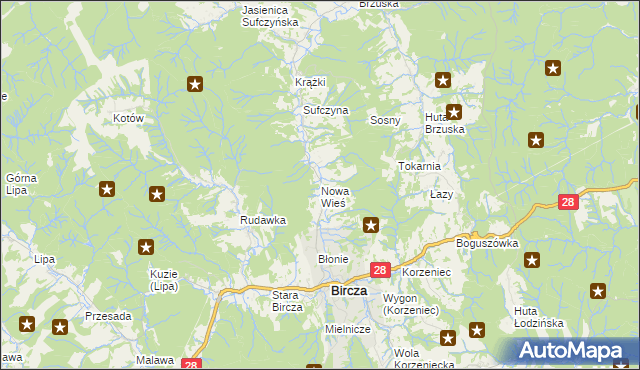 mapa Nowa Wieś gmina Bircza, Nowa Wieś gmina Bircza na mapie Targeo