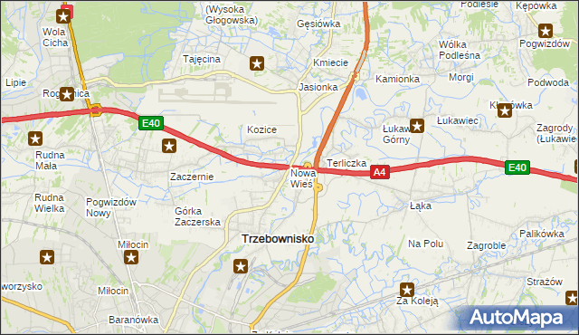 mapa Nowa Wieś gmina Trzebownisko, Nowa Wieś gmina Trzebownisko na mapie Targeo