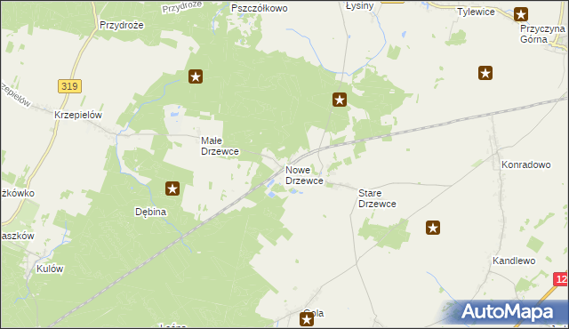 mapa Nowe Drzewce, Nowe Drzewce na mapie Targeo