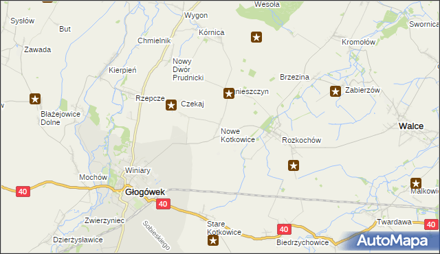mapa Nowe Kotkowice, Nowe Kotkowice na mapie Targeo