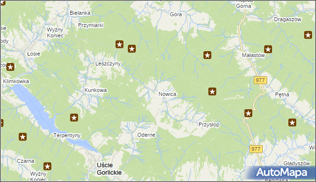 mapa Nowica gmina Uście Gorlickie, Nowica gmina Uście Gorlickie na mapie Targeo