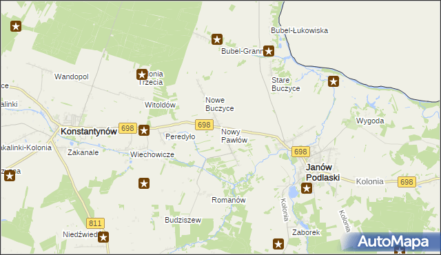 mapa Nowy Pawłów, Nowy Pawłów na mapie Targeo