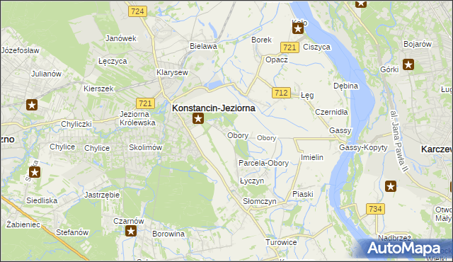 mapa Obory gmina Konstancin-Jeziorna, Obory gmina Konstancin-Jeziorna na mapie Targeo