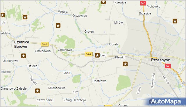 mapa Obrębiec, Obrębiec na mapie Targeo