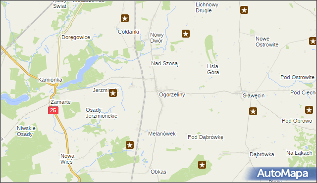 mapa Ogorzeliny, Ogorzeliny na mapie Targeo
