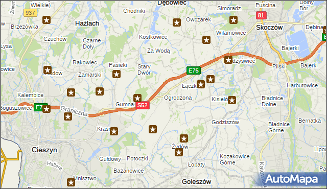 mapa Ogrodzona gmina Dębowiec, Ogrodzona gmina Dębowiec na mapie Targeo
