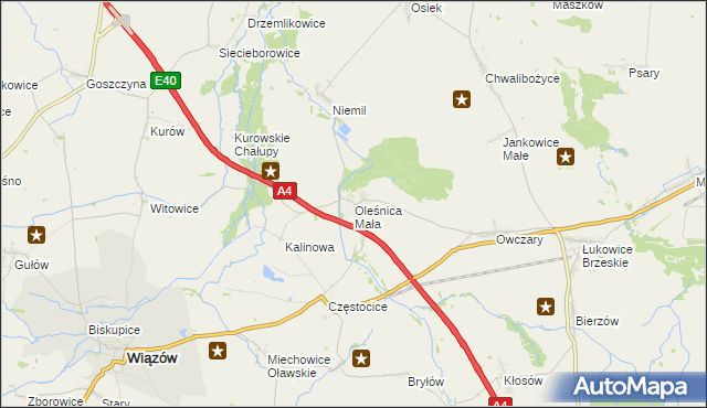 mapa Oleśnica Mała, Oleśnica Mała na mapie Targeo