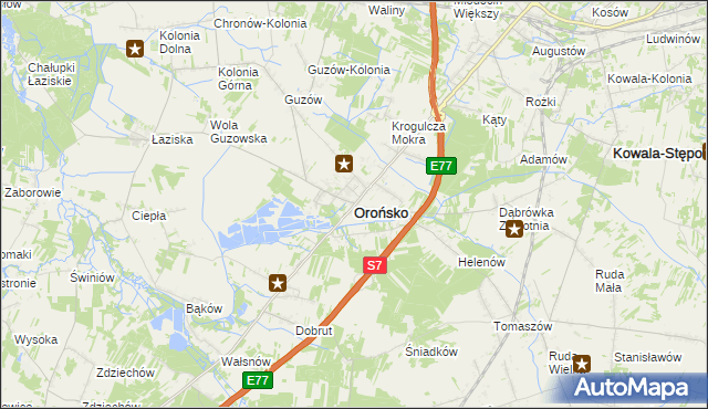 mapa Orońsko, Orońsko na mapie Targeo