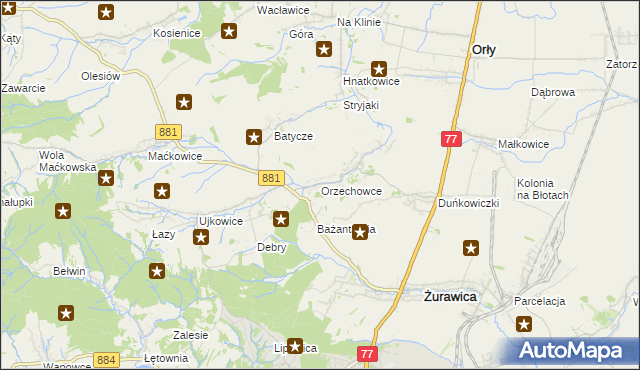 mapa Orzechowce, Orzechowce na mapie Targeo