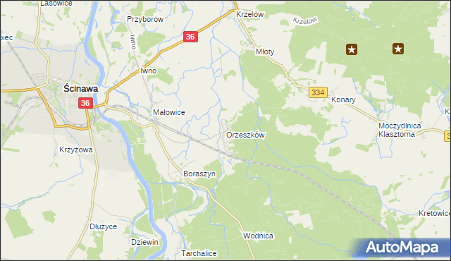 mapa Orzeszków gmina Wińsko, Orzeszków gmina Wińsko na mapie Targeo
