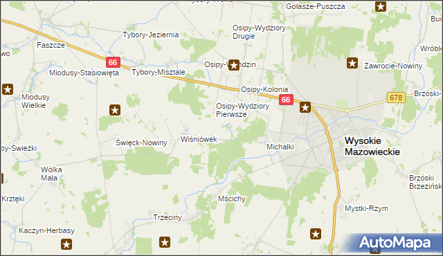 mapa Osipy-Zakrzewizna, Osipy-Zakrzewizna na mapie Targeo
