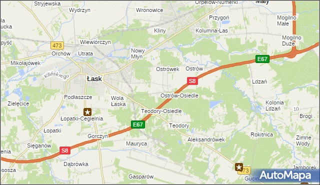 mapa Ostrów-Osiedle, Ostrów-Osiedle na mapie Targeo
