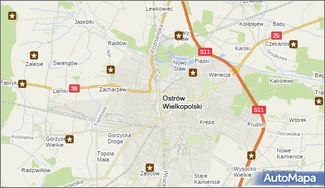 mapa Ostrów Wielkopolski, Ostrów Wielkopolski na mapie Targeo
