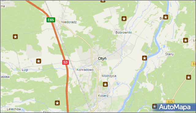 mapa Otyń, Otyń na mapie Targeo