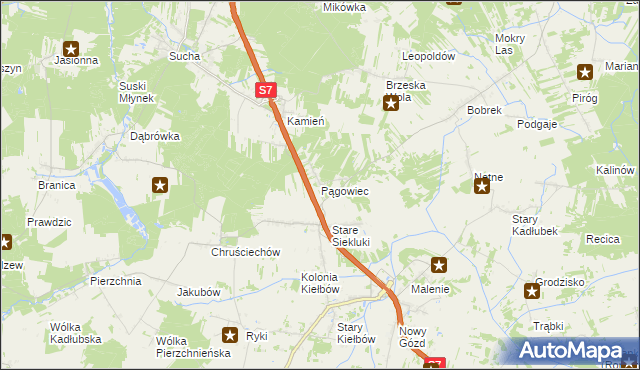 mapa Pągowiec gmina Stara Błotnica, Pągowiec gmina Stara Błotnica na mapie Targeo