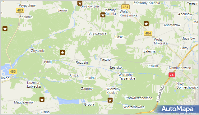 mapa Parzno, Parzno na mapie Targeo