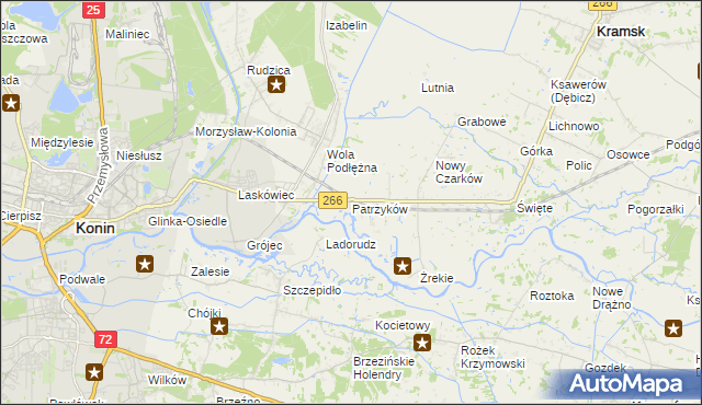 mapa Patrzyków gmina Kramsk, Patrzyków gmina Kramsk na mapie Targeo