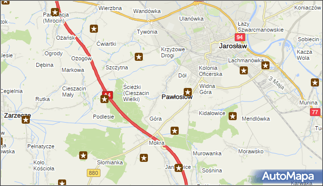 mapa Pawłosiów, Pawłosiów na mapie Targeo