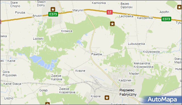 mapa Pawłów gmina Rejowiec Fabryczny, Pawłów gmina Rejowiec Fabryczny na mapie Targeo
