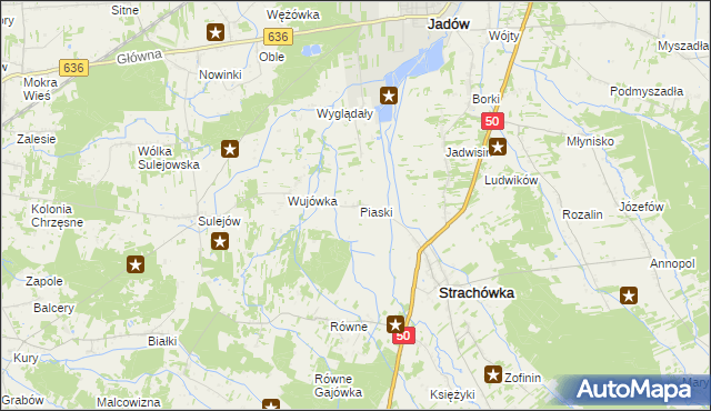 mapa Piaski gmina Strachówka, Piaski gmina Strachówka na mapie Targeo