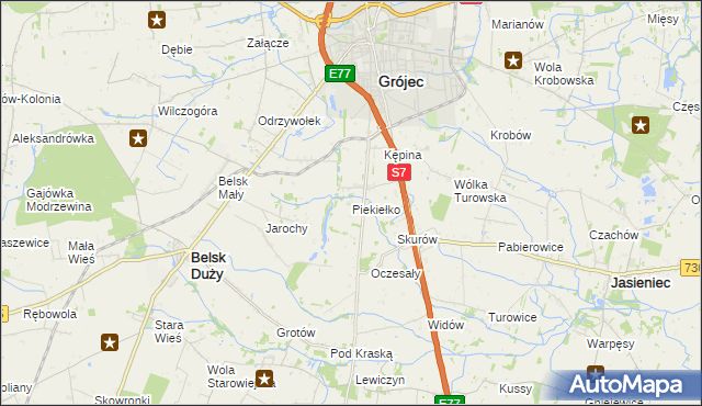 mapa Piekiełko gmina Grójec, Piekiełko gmina Grójec na mapie Targeo