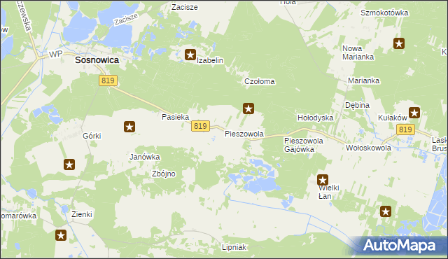 mapa Pieszowola, Pieszowola na mapie Targeo