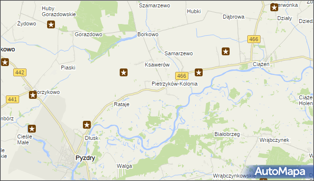 mapa Pietrzyków gmina Pyzdry, Pietrzyków gmina Pyzdry na mapie Targeo
