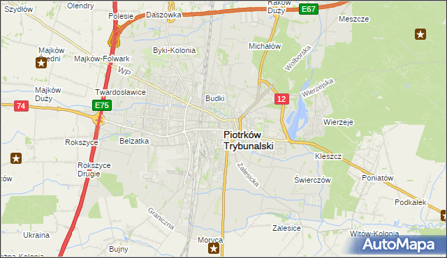 mapa Piotrków Trybunalski, Piotrków Trybunalski na mapie Targeo