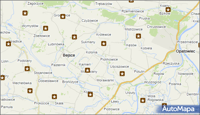mapa Piotrkowice gmina Bejsce, Piotrkowice gmina Bejsce na mapie Targeo
