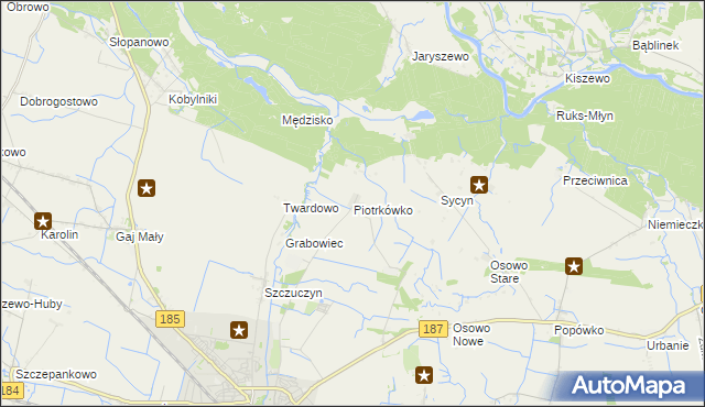 mapa Piotrkówko gmina Szamotuły, Piotrkówko gmina Szamotuły na mapie Targeo