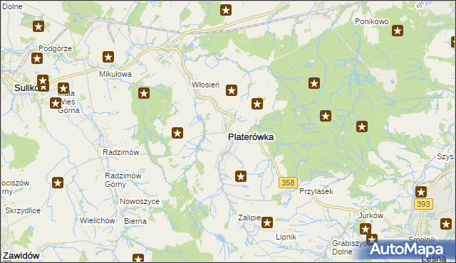 mapa Platerówka, Platerówka na mapie Targeo