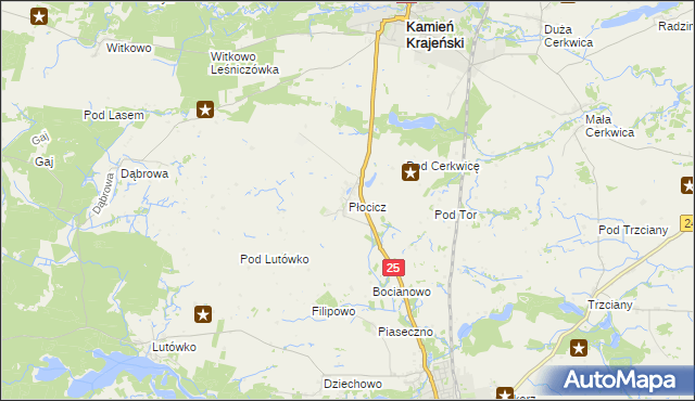 mapa Płocicz gmina Kamień Krajeński, Płocicz gmina Kamień Krajeński na mapie Targeo