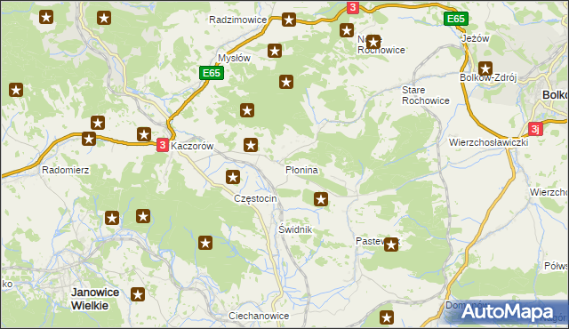 mapa Płonina gmina Bolków, Płonina gmina Bolków na mapie Targeo