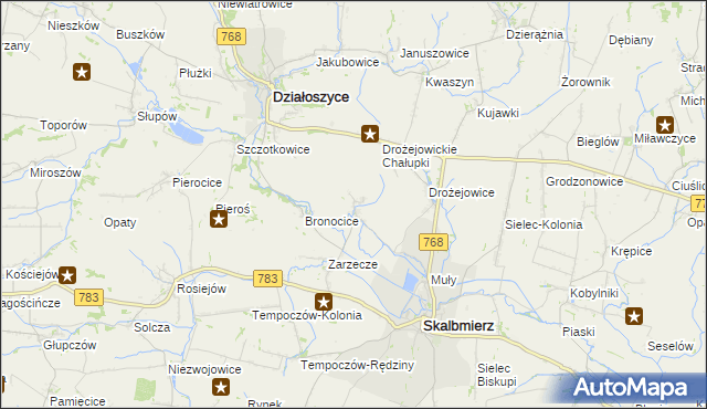 mapa Podgaje gmina Skalbmierz, Podgaje gmina Skalbmierz na mapie Targeo