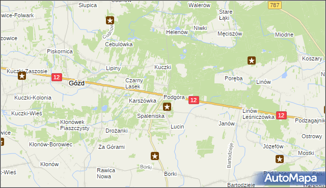 mapa Podgóra gmina Gózd, Podgóra gmina Gózd na mapie Targeo