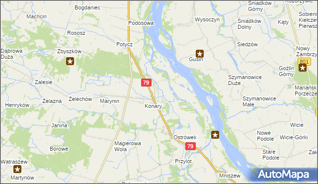 mapa Podgórzyce gmina Warka, Podgórzyce gmina Warka na mapie Targeo