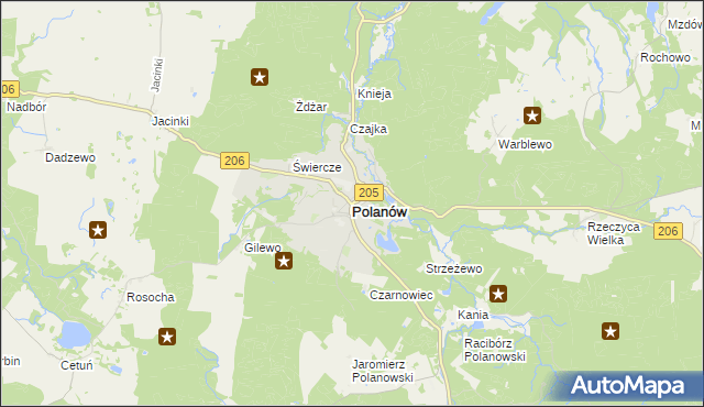 mapa Polanów powiat koszaliński, Polanów powiat koszaliński na mapie Targeo