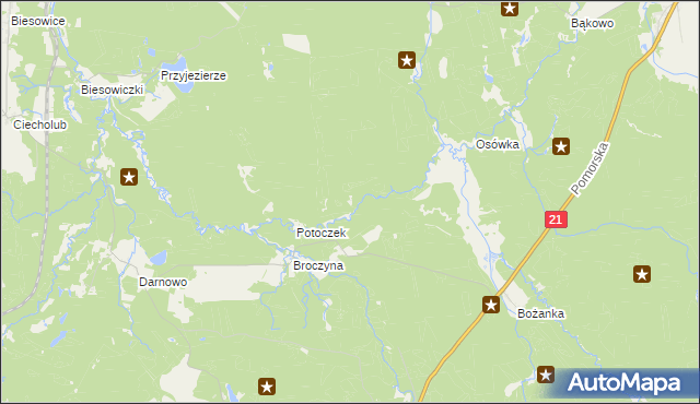 mapa Popielewo gmina Trzebielino, Popielewo gmina Trzebielino na mapie Targeo