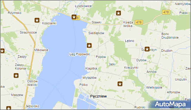 mapa Popów gmina Pęczniew, Popów gmina Pęczniew na mapie Targeo