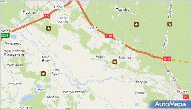 mapa Prądki, Prądki na mapie Targeo