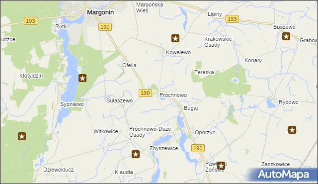 mapa Próchnowo gmina Margonin, Próchnowo gmina Margonin na mapie Targeo