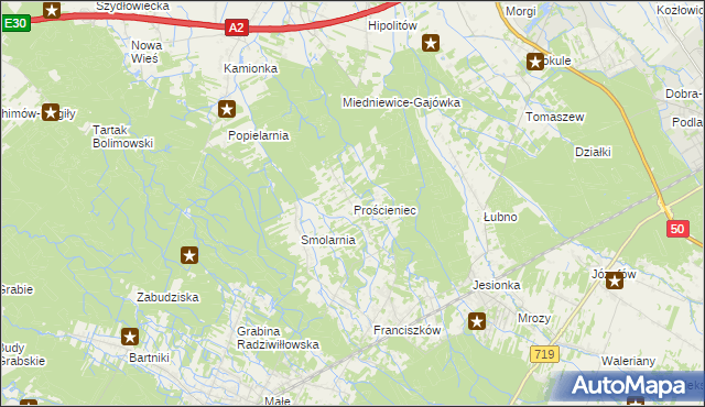 mapa Prościeniec, Prościeniec na mapie Targeo