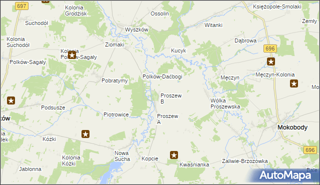 mapa Proszew B, Proszew B na mapie Targeo