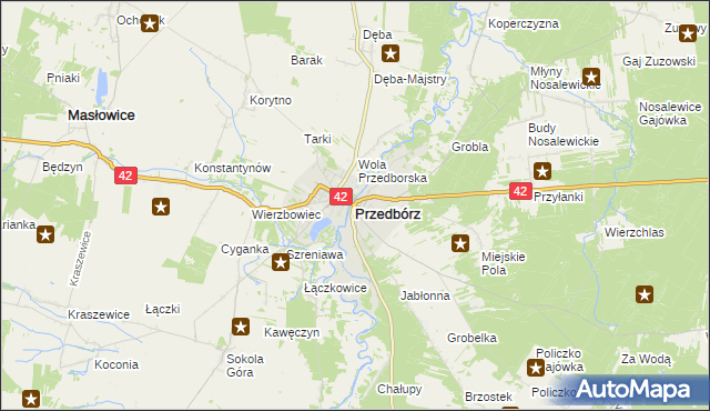 mapa Przedbórz powiat radomszczański, Przedbórz powiat radomszczański na mapie Targeo