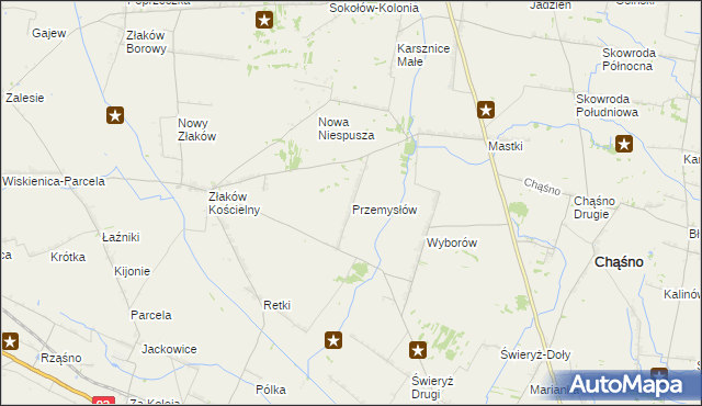 mapa Przemysłów gmina Chąśno, Przemysłów gmina Chąśno na mapie Targeo