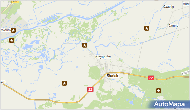 mapa Przyborów gmina Słońsk, Przyborów gmina Słońsk na mapie Targeo