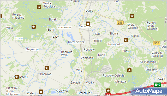 mapa Pustków gmina Dębica, Pustków gmina Dębica na mapie Targeo