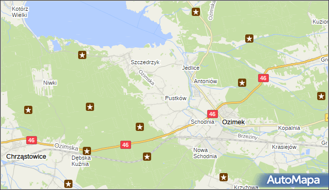 mapa Pustków gmina Ozimek, Pustków gmina Ozimek na mapie Targeo